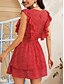 Χαμηλού Κόστους Μίνι Φορέματα-Γυναικεία Φόρεμα ριχτό από τη μέση και κάτω Μίνι φόρεμα Ρουμπίνι Αμάνικο Πουά Με Βολάν Καλοκαίρι Στρογγυλή Λαιμόκοψη Καθημερινό 2021 Τ M L XL