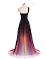 cheap Prom Dresses-A-Line Color Block Sparkle Engagement Prom Dress One Shoulder Sleeveless Sweep / Brush Train Chiffon with Pleats Crystals 2021