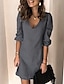 cheap Plain Dresses-Women&#039;s Shift Dress Mini Dress Black Blue Light gray Half Sleeve Fall Spring Summer V Neck Hot S M L XL XXL 3XL