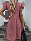 cheap Polka Dot Dresses-Women&#039;s Swing Dress Knee Length Dress Blushing Pink Short Sleeve Polka Dot Ruffle Summer V Neck Hot Casual 2021 S M L XL