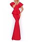 cheap Evening Dresses-Mermaid / Trumpet Evening Gown Elegant Dress Engagement Floor Length Short Sleeve V Neck Satin with Sleek 2023