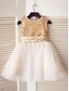 cheap Flower Girl Dresses-A-Line Knee Length Flower Girl Dresses Pageant Tulle Sleeveless Jewel Neck with Bow(s) 2022