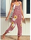 cheap Women&#039;s Overalls-Women&#039;s Jumpsuit Floral Regular Fit Blue Gray Pink S M L