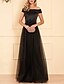 olcso Evening Dresses-A-Line Evening Dresses Elegant Dress Engagement Floor Length Short Sleeve Off Shoulder Satin with Appliques 2022 / Formal Evening