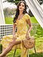 זול שמלות עם הדפס-בגדי ריקוד נשים שמלה משוחררת שמלת מידי צהוב תלתן שרוולים קצרים פרחוני מפוצל דפוס קיץ סירה מתחת לכתפיים חם יום יומי 2021 S M L XL