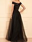 olcso Evening Dresses-A-Line Evening Dresses Elegant Dress Engagement Floor Length Short Sleeve Off Shoulder Satin with Appliques 2022 / Formal Evening