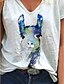 halpa Naisten T-paidat-Naisten T-paita Tulostus Eläin Painettu V kaula-aukko Topit Basic-alkuun Valkoinen
