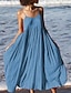 cheap Maxi Dresses-Women&#039;s Strap Dress Knee Length Dress Blue White Black Orange Light Blue Sleeveless Solid Color Summer V Neck Hot Sexy Boho 2022 S M L XL XXL 3XL