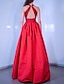 Χαμηλού Κόστους Βραδινά Φορέματα-Ολόσωμη φόρμα Λάμψη Κομψό Αρραβώνας Επίσημο Βραδινό Φόρεμα Δένει στο Λαιμό Αμάνικο Μακρύ Σατέν με Χιαστί Πούλιες 2022