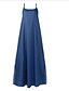 billige ensfargede kjoler-Dame Kjole med stropper Maxikjole Dusty Blue Lyseblå Ermeløs Helfarge Sommer Rund hals Fritid 2022 S M L XL XXL 3XL 4XL 5XL