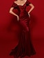 Χαμηλού Κόστους Βραδινά Φορέματα-βραδινό φόρεμα γοργόνας/τρομπέτας vintage επίσημο φόρεμα γάμου sweep / πινέλο τρένο με κοντό μανίκι λαιμόκοψη σέσουλα απομίμηση μετάξι με κομψό 2024