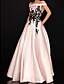 cheap Prom Dresses-Ball Gown Prom Dresses Elegant Dress Engagement Prom Sweep / Brush Train Sleeveless Off Shoulder Satin with Pleats Appliques 2023