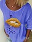 cheap Women&#039;s T-shirts-Women&#039;s T shirt Graphic Long Sleeve Round Neck Tops Basic Top White Blue Purple