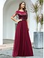 cheap Evening Dresses-A-Line Empire Elegant Engagement Formal Evening Dress Jewel Neck Short Sleeve Floor Length Tulle Sequined with Sequin Tassel 2021