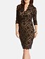 cheap Plus Size Mother of the Bride Dresses-Sheath / Column Mother of the Bride Dress Elegant V Neck Knee Length Lace 3/4 Length Sleeve with Embroidery 2023