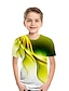 billige Toppe-Børn Drenge T-shirt Kortærmet Patchwork 3D Print Farveblok Geometrisk Trykt mønster Blå Lilla Gul Børn Toppe Sommer Aktiv Gade Sport Nytår