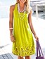 cheap Knee Length Dresses-Women&#039;s Sundress Knee Length Dress Black Blue Yellow Fuchsia Sleeveless Floral Print Summer Round Neck Hot Casual 2021 S M L XL XXL / Plus Size