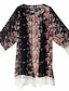 cheap Women&#039;s Blouses &amp; Shirts-Women&#039;s Blouse Floral Pattern Flower Daily Blouse Shirt 3/4 Length Sleeve Round Neck Black Yellow Wine US00 / UK2 / EU30