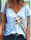 preiswerte T-Shirts für Damen-Women&#039;s T shirt Tee Blue Green White 2 Animal Short Sleeve Casual Daily Basic V Neck Regular Fit Summer