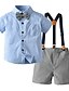 cheap Sets-Kids Toddler Boys&#039; Clothing Set Color Block Short Sleeve White Light Blue Basic