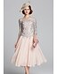cheap The Wedding Store-A-Line Mother of the Bride Dress Elegant Plus Size Sexy Jewel Neck Tea Length Chiffon Lace 3/4 Length Sleeve with Beading 2024