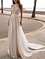 cheap Wedding Dresses-Beach Wedding Dresses A-Line Halter Neck Sleeveless Sweep / Brush Train Chiffon Bridal Gowns With Embroidery 2024