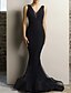 cheap Evening Dresses-Mermaid / Trumpet Sparkle Elegant Engagement Formal Evening Dress V Neck Sleeveless Detachable Tulle with Beading 2021