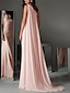 cheap Evening Dresses-Sheath / Column Evening Gown Elegant Dress Engagement Formal Evening Sweep / Brush Train Sleeveless One Shoulder Chiffon with Sleek 2024