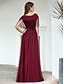 cheap Evening Dresses-A-Line Empire Elegant Engagement Formal Evening Dress Jewel Neck Short Sleeve Floor Length Tulle Sequined with Sequin Tassel 2021