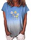 abordables Camisetas de mujer-Mujer Camiseta Floral Gradiente de Color Flor Escote Redondo Tops Azul Piscina Morado Amarillo