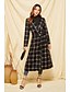 cheap Women&#039;s Coats &amp; Trench Coats-Women&#039;s Fall &amp; Winter Coat Daily Casual Long Plaid Black S / M / L
