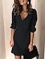 cheap Plain Dresses-Women&#039;s Shift Dress Mini Dress Black Blue Light gray Half Sleeve Fall Spring Summer V Neck Hot S M L XL XXL 3XL