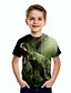 preiswerte Oberteile-Kinder Jungen T-Shirt Kurzarm Dinosaurier Tier Druck Grün Kinder Oberteile Sommer Grundlegend Cool