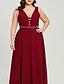 cheap Evening Dresses-A-Line Evening Dresses Beautiful Back Dress Wedding Guest Sweep / Brush Train Sleeveless V Neck Chiffon with Sash / Ribbon 2022 / Formal Evening