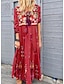 cheap Maxi Dresses-Women&#039;s Maxi long Dress Gray Red Brown Light Blue Long Sleeve Tribal Print Spring Summer Hot Vacation Boho vacation dresses Loose 2021 S M L XL XXL 3XL 4XL 5XL / High Waist