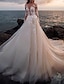 cheap Wedding Dresses-Beach Open Back Wedding Dresses A-Line Illusion Neck Long Sleeve Court Train Lace Bridal Gowns With Appliques Summer Fall Wedding Party 2023, Women&#039;s Clothing