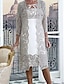 cheap Mother of Bride Dresses with Jacket-Two Piece A-Line Mother of the Bride Dress Jewel Neck Knee Length Lace Half Sleeve Jacket Dresses with Appliques 2023