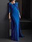 cheap Evening Dresses-Mermaid / Trumpet Beautiful Back Elegant Engagement Formal Evening Dress Scoop Neck 3/4 Length Sleeve Sweep / Brush Train Spandex with Appliques 2022