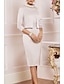 cheap The Wedding Store-Sheath / Column Mother of the Bride Dress Plus Size Vintage Elegant High Neck Knee Length Satin 3/4 Length Sleeve Short Jacket Dresses with Crystals Appliques 2023