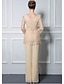 tanie Kostiumy-Dwuczęściowa Suit Sukienka dla matki panny młodej Formalny Kościół Puszysta Łódeczka Do kostki Szyfon Koronka Długi rękaw z Koronka 2023