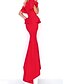 preiswerte Abendkleider-Trompete / Meerjungfrau Abendkleider Elegant Kleid Verlobung Boden-Länge Kurzarm V Ausschnitt Satin mit Glatt 2023
