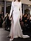 billige Aftenkjoler-Sheath / Column Celebrity Style Elegant Engagement Formal Evening Dress Scoop Neck Long Sleeve Court Train Spandex with Ruched Slit 2022