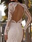 cheap Wedding Dresses-Wedding Dresses Court Train Mermaid / Trumpet Sleeveless Jewel Neck Lace With Appliques 2023 Bridal Gowns