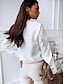 cheap Women&#039;s Blouses &amp; Shirts-Women&#039;s Shirt Blouse Black White Button Long Sleeve Work Business Standing Collar S