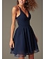 cheap Cocktail Dresses-A-Line Cocktail Dresses Black Dress Dress Homecoming Cocktail Party Short / Mini Sleeveless V Neck Chiffon with Pleats Lace Insert 2023