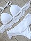tanie Zestawy bikini-Damskie Stroje kąpielowe Bikini Tankini Kostium kąpielowy Koronka Solidne kolory Biały Halter Kostiumy kąpielowe Koronka Seksowny Wiązanie / Biustonosz z wkładkami