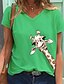 Χαμηλού Κόστους Γυναικεία T-Shirts-Γυναικεία Μπλουζάκι Θαλασσί Πράσινο του τριφυλλιού Λευκό 2 Ζώο Κοντομάνικο Causal Καθημερινά Βασικό Λαιμόκοψη V Κανονικό Καλοκαίρι