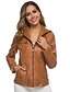cheap Women&#039;s Jackets-Women&#039;s Jacket Faux Leather Jacket Short Pocket Coat Black Brown Beige Active Street Fall Hoodie Regular Fit S M L XL XXL 3XL / Daily / Warm / Solid Color