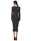 cheap Casual Dresses-Women&#039;s Sheath Dress Midi Dress Black Green Gray Long Sleeve Solid Color Fall Boat Neck Work Elegant 2021 S M L XL