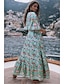 cheap Print Dresses-Women&#039;s Swing Dress Maxi long Dress Blue Yellow Green Half Sleeve Geometric Print Summer V Neck Hot Boho 2021 S M L XL